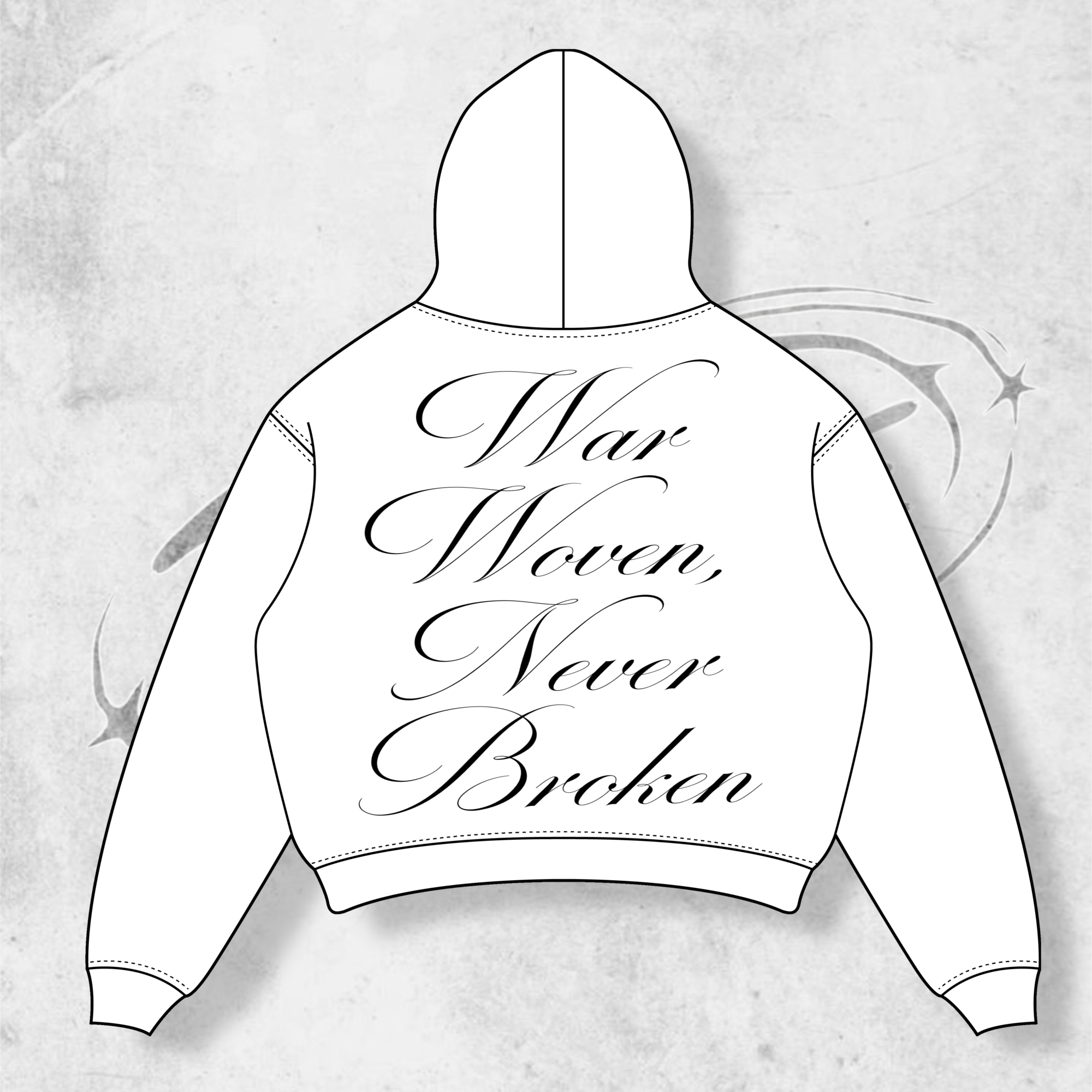 WAR WOVEN NEVER BROKEN HOODIE